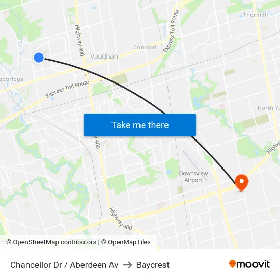 Chancellor Dr / Aberdeen Av to Baycrest map