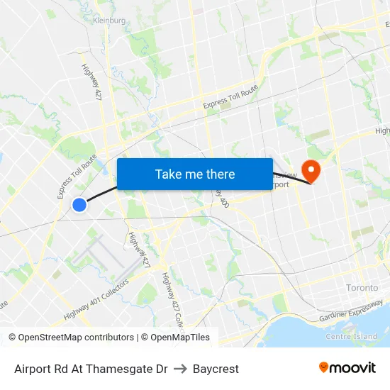 Airport Rd At Thamesgate Dr to Baycrest map