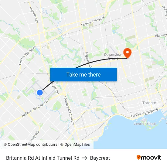 Britannia Rd At Infield Tunnel Rd to Baycrest map