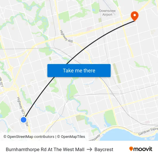Burnhamthorpe Rd At The West Mall to Baycrest map