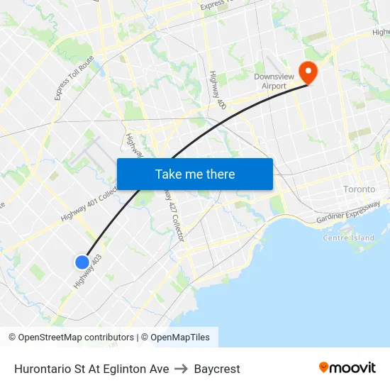 Hurontario St At Eglinton Ave to Baycrest map