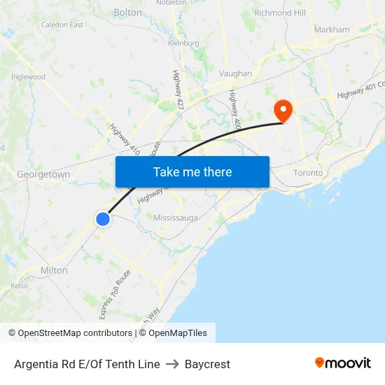 Argentia Rd E/Of Tenth Line to Baycrest map
