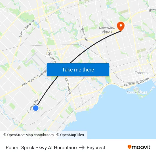 Robert Speck Pkwy At Hurontario to Baycrest map