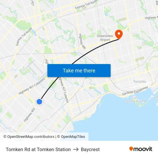 Tomken Rd at Tomken Station to Baycrest map