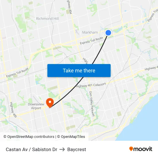 Castan Av / Sabiston Dr to Baycrest map