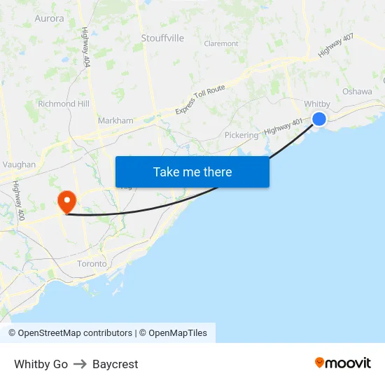Whitby Go to Baycrest map