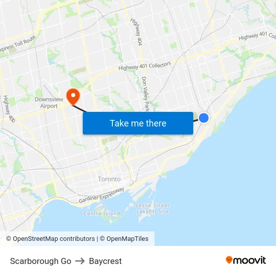 Scarborough Go to Baycrest map