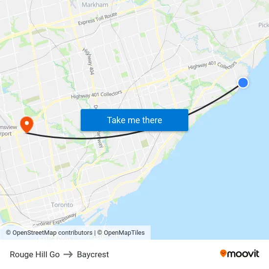 Rouge Hill Go to Baycrest map