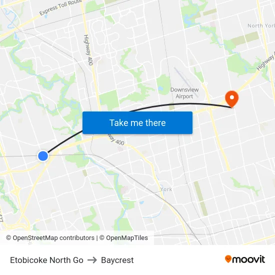 Etobicoke North Go to Baycrest map