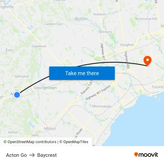 Acton Go to Baycrest map