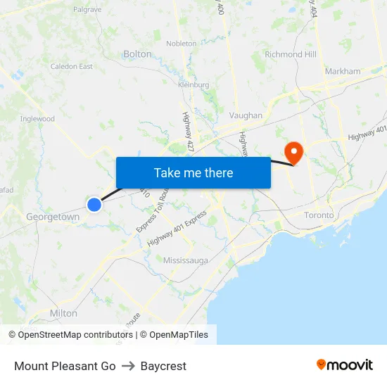 Mount Pleasant Go to Baycrest map