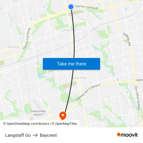 Langstaff Go to Baycrest map