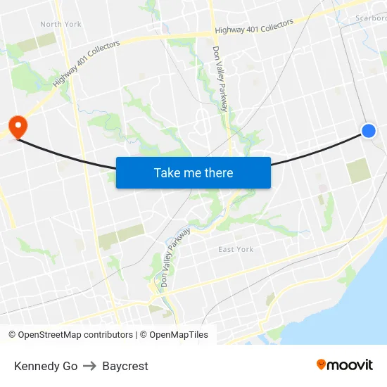 Kennedy Go to Baycrest map