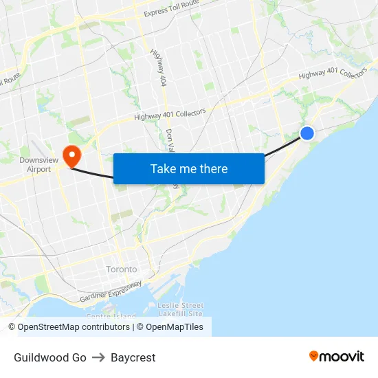 Guildwood Go to Baycrest map
