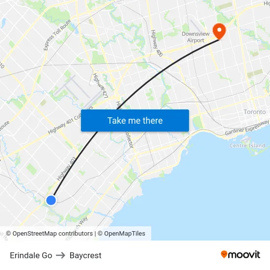 Erindale Go to Baycrest map