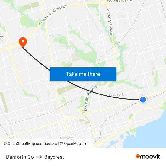 Danforth Go to Baycrest map