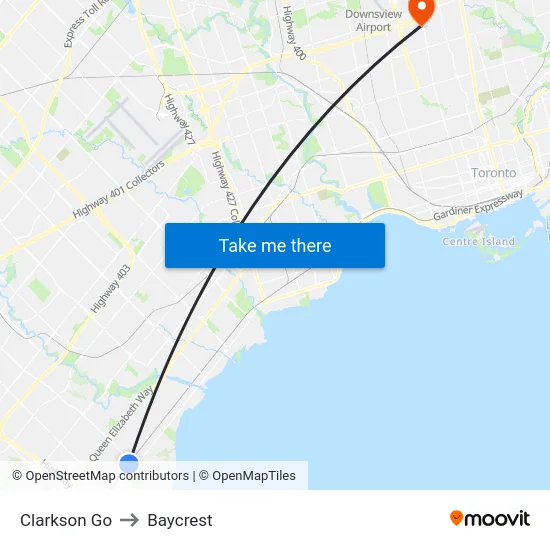 Clarkson Go to Baycrest map