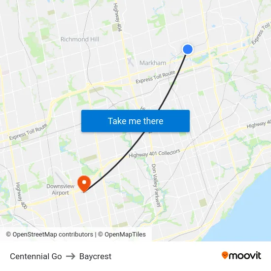 Centennial Go to Baycrest map