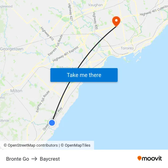 Bronte Go to Baycrest map