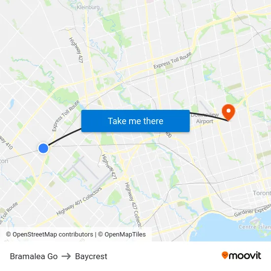 Bramalea Go to Baycrest map