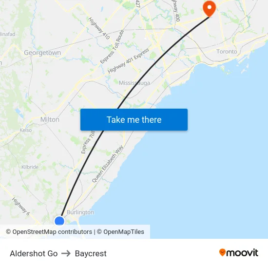 Aldershot Go to Baycrest map