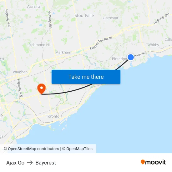 Ajax Go to Baycrest map