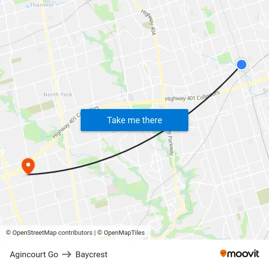 Agincourt Go to Baycrest map