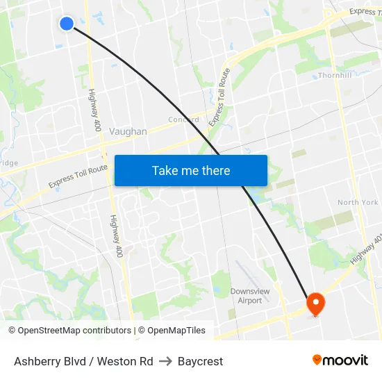 Ashberry Blvd / Weston Rd to Baycrest map