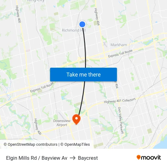 Elgin Mills Rd / Bayview Av to Baycrest map