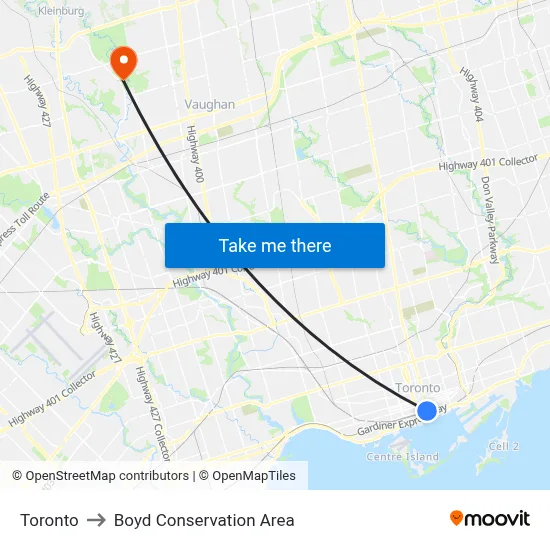 Toronto to Boyd Conservation Area map