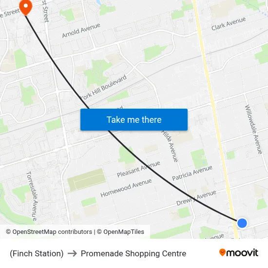 (Finch Station) to Promenade Shopping Centre map