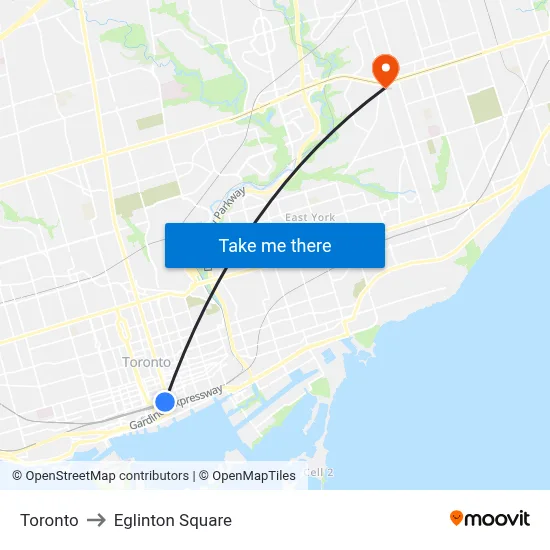 Toronto to Eglinton Square map