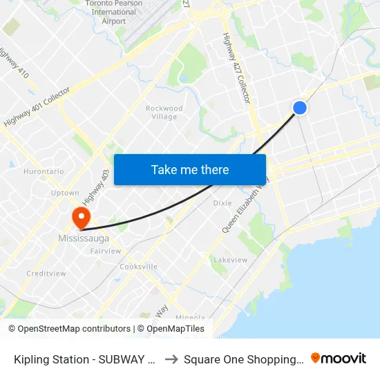Kipling Station - SUBWAY Platform to Square One Shopping Centre map