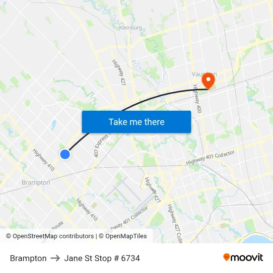 Brampton to Jane St Stop # 6734 map
