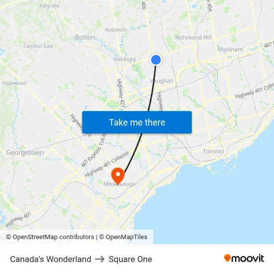 Canada’s Wonderland to Square One map