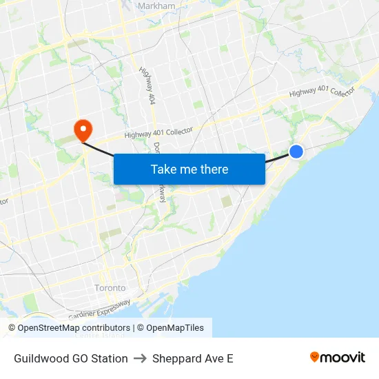 Guildwood GO Station to Sheppard Ave E map