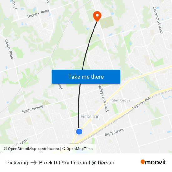 Pickering to Brock Rd Southbound @ Dersan map