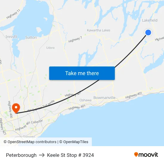 Peterborough to Keele St Stop # 3924 map