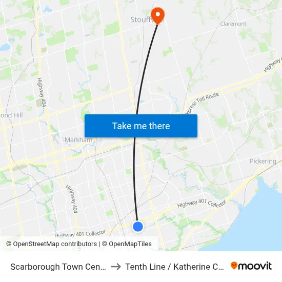 Scarborough Town Centre to Tenth Line / Katherine Cres map