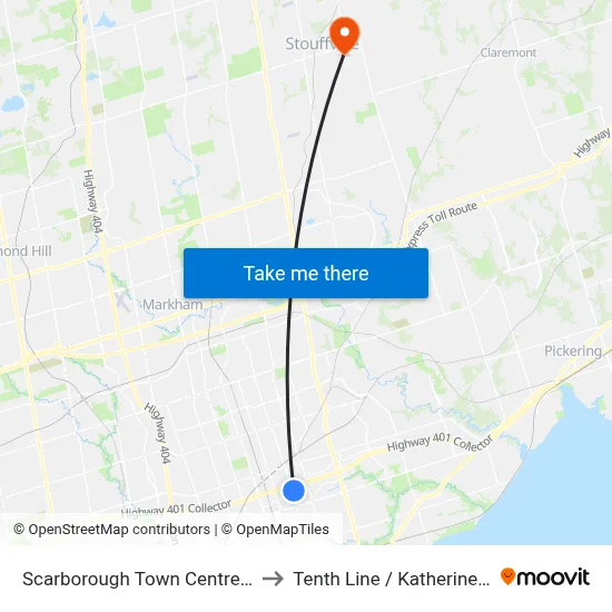 Scarborough Town Centre-West to Tenth Line / Katherine Cres map