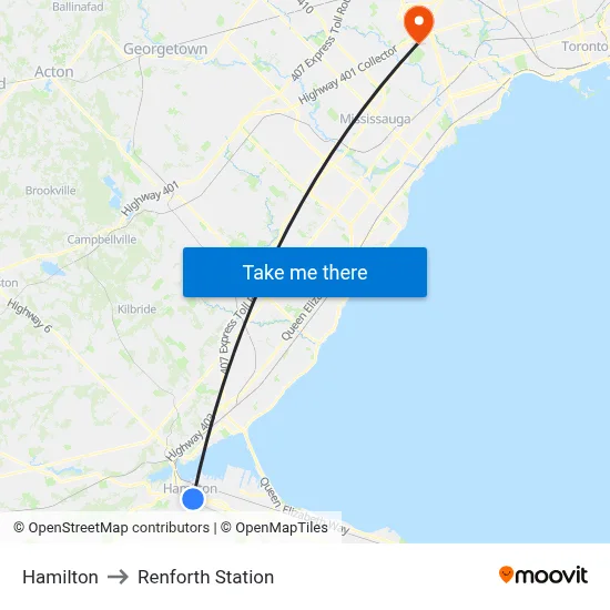 Hamilton to Renforth Station map