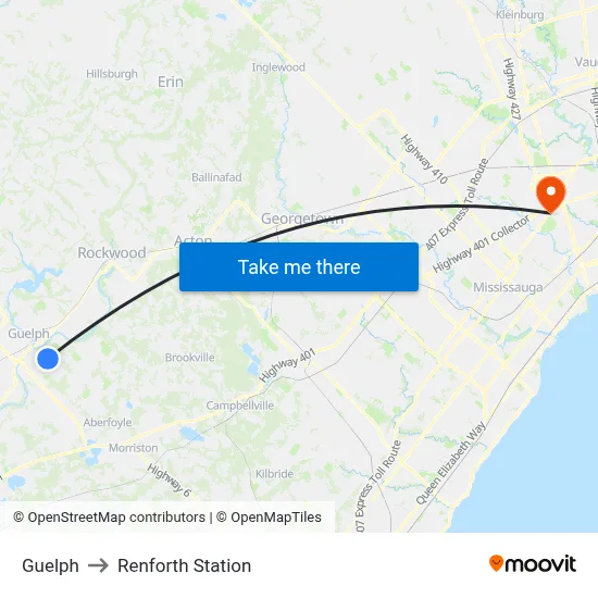 Guelph to Renforth Station map