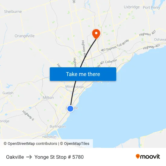 Oakville to Yonge St Stop # 5780 map