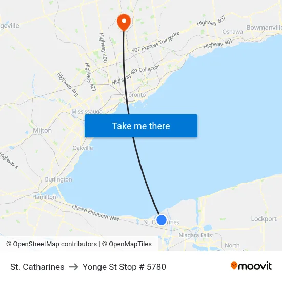 St. Catharines to Yonge St Stop # 5780 map