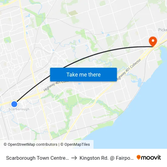 Scarborough Town Centre-West to Kingston Rd. @ Fairport Rd. map