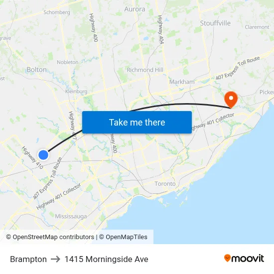 Brampton to 1415 Morningside Ave map