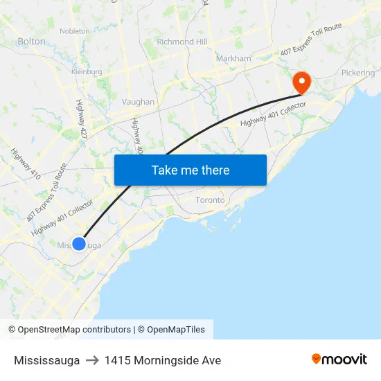 Mississauga to 1415 Morningside Ave map