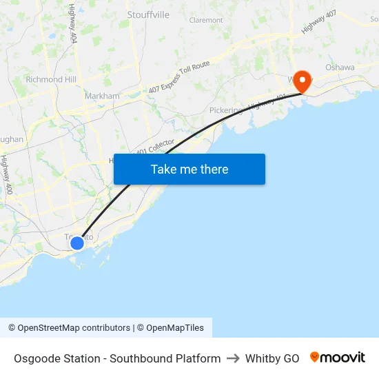 Osgoode Station - Southbound Platform to Whitby GO map