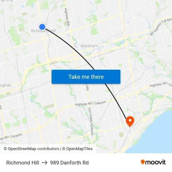 Richmond Hill to 989 Danforth Rd map