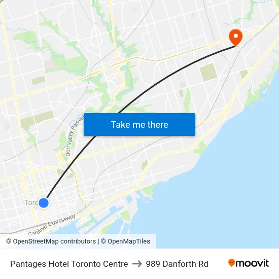Pantages Hotel Toronto Centre to 989 Danforth Rd map